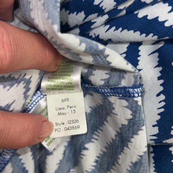 Lilly Pulitzer Rossmore V Neck T Shirt Dress Zebron print Blue/White Size XLarge - Picture 7 of 7